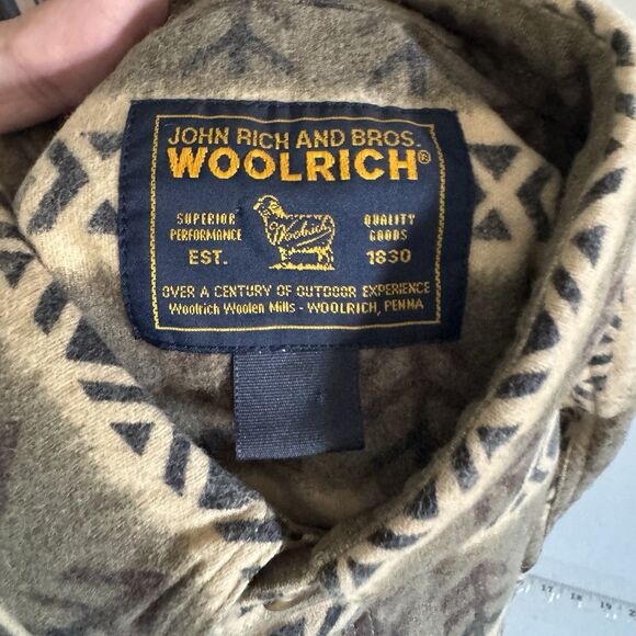 VINTAGE WOOLRICH Mens Beige Duck Chamois Long Sleeve Shirt Size L Outdoors Hunt - Picture 7 of 11